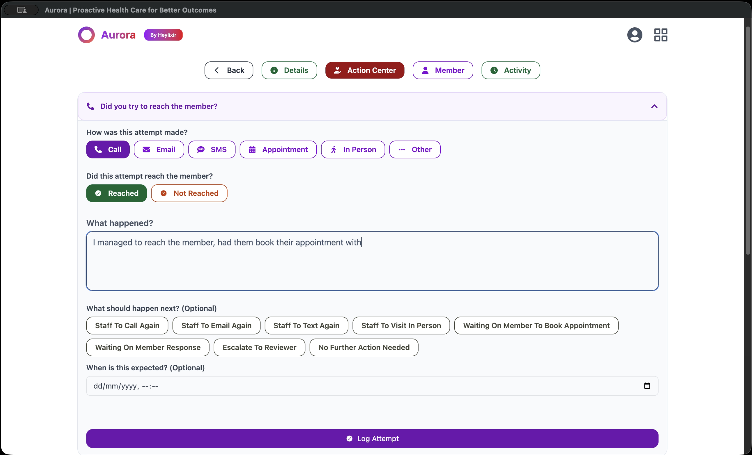 Heylixir app screenshot showing emoji-based mood tracking for quick, low-effort logging on low-energy days